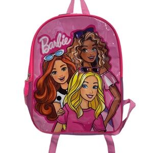 Super Cute Pink Barbie Backpack Book Bag Mesh Sides 16 Inches